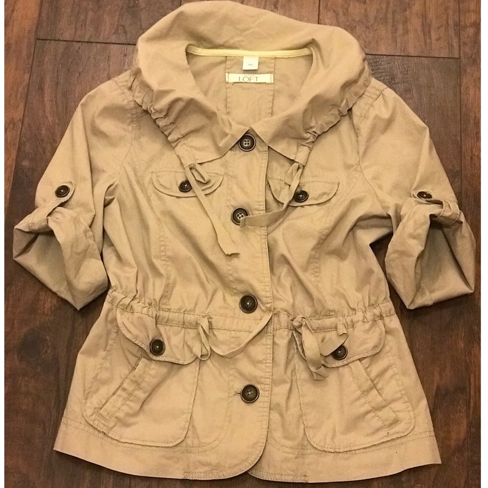 ANN TAYLOR LOFT TAN UTILITY JACKET SIZE MP - Picture 4 of 7